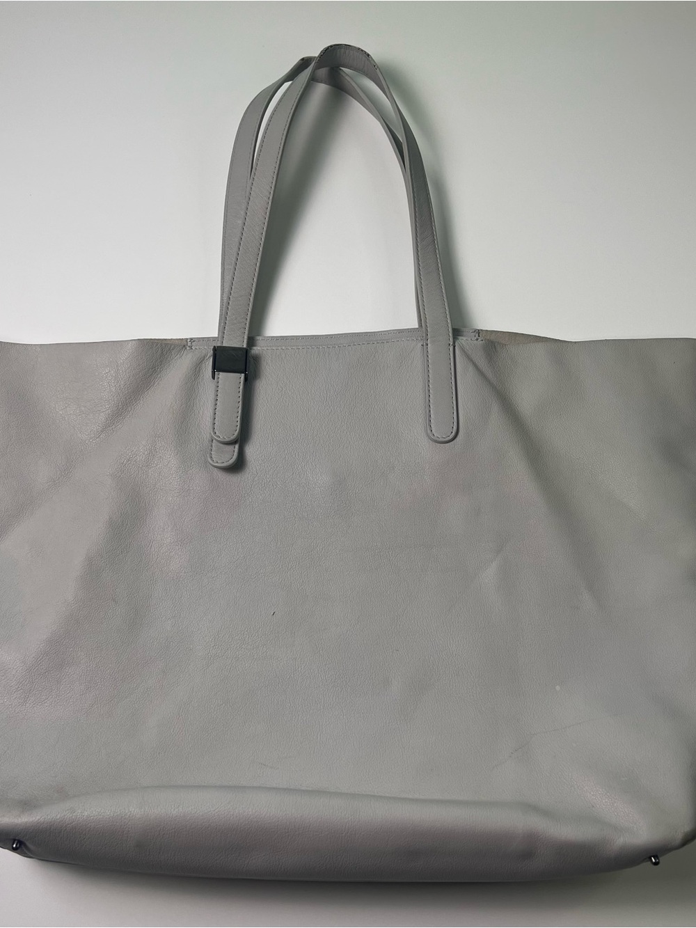 Everlane The Day Market Tote Gray Italian Leather Work Laptop Bag